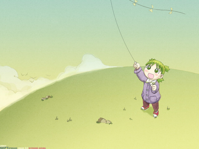 Little girl kite hill side free wallpaper for desktop - medium preview image