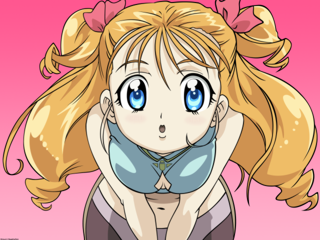 Blonde girl blue eyes cartoon free wallpaper for desktop - medium preview image