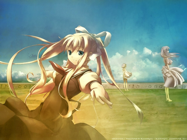 Girl ponytail field clouds school free wallpaper for desktop - medium preview image