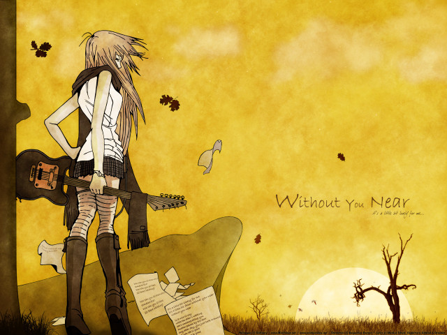 Gothic anime girl guitar yellow free wallpaper for desktop - medium preview image