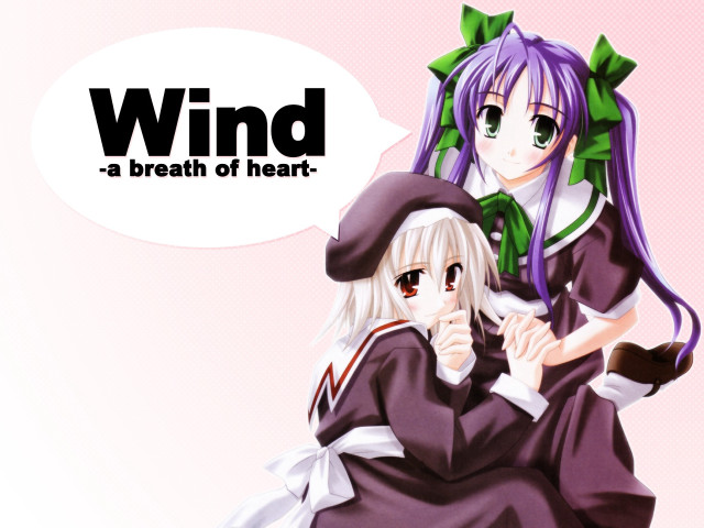 Anime couple speechbubble wind heart free wallpaper for desktop - medium preview image