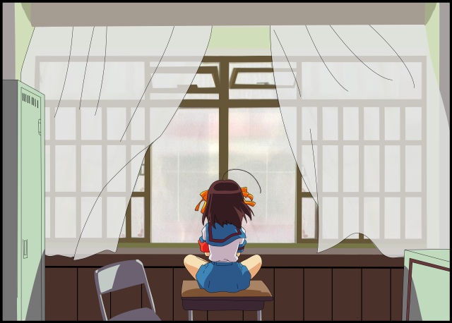 Girl cat window sitting anime free wallpaper for desktop - medium preview image