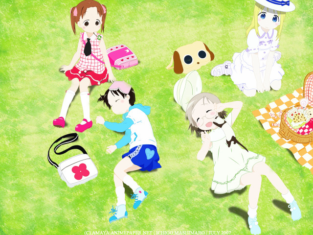 Green field picnic dogs butterflies free wallpaper for desktop - medium preview image