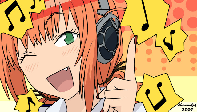 Girl headphones peace sign music free wallpaper for desktop - medium preview image