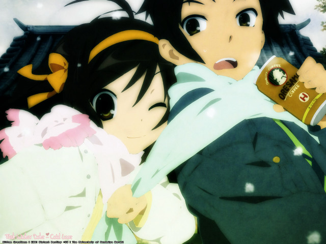Suzumiya haruhi ai mitsu hug free wallpaper for desktop - medium preview image