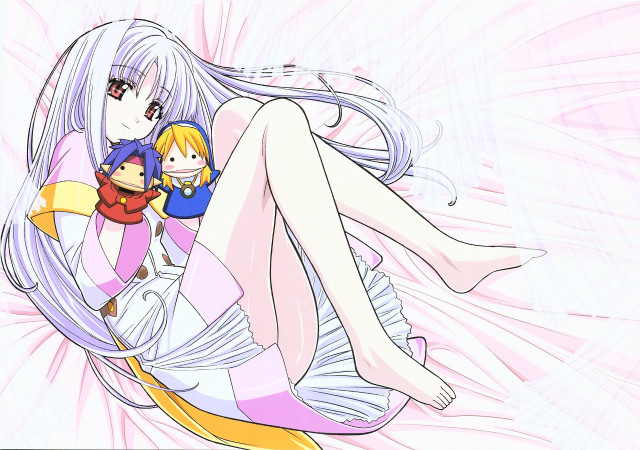 Woman holding doll cat remodernism free wallpaper for desktop - medium preview image