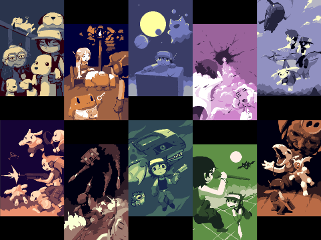 Pixel art halloween full moon free wallpaper for desktop - medium preview image
