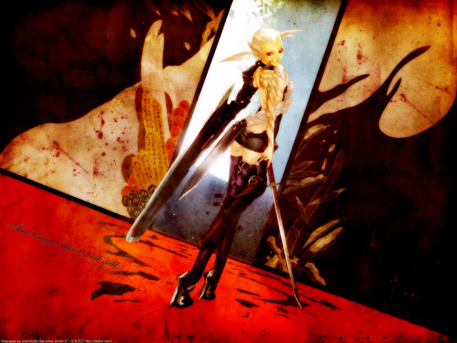 Gothic bloodied woman mirror sword free wallpaper for desktop - medium preview image