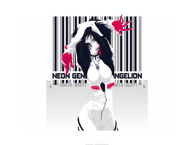 Cyberpunk woman bikini heart barcode free wallpaper for desktop - medium preview image