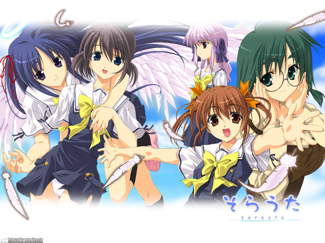 Anime girls wings sword sky free wallpaper for desktop - medium preview image