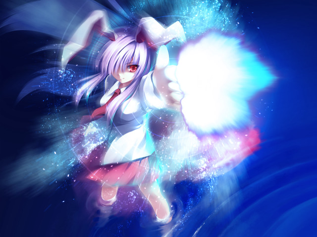 Rabbit girl white hair red free wallpaper for desktop - medium preview image