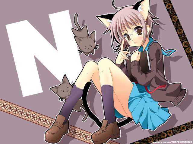 Woman cat portrait anime school free wallpaper for desktop - medium preview image