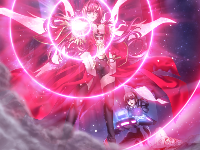 Girl sword pink circle red free wallpaper for desktop - medium preview image