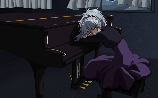 Gothic piano room cat yandere free wallpaper for desktop - medium preview image