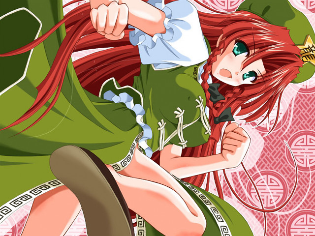 Redhair greeneyes hugging green dress free wallpaper for desktop - medium preview image