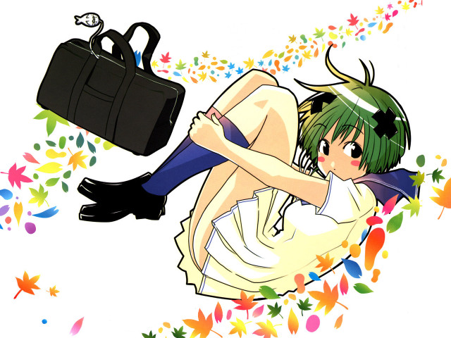 Woman briefcase autumn leaves manga free wallpaper for desktop - medium preview image