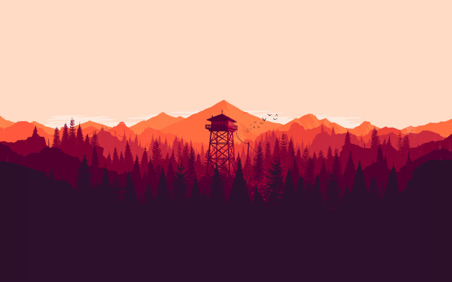 Red orange forest tower bird free wallpaper for desktop - medium preview image
