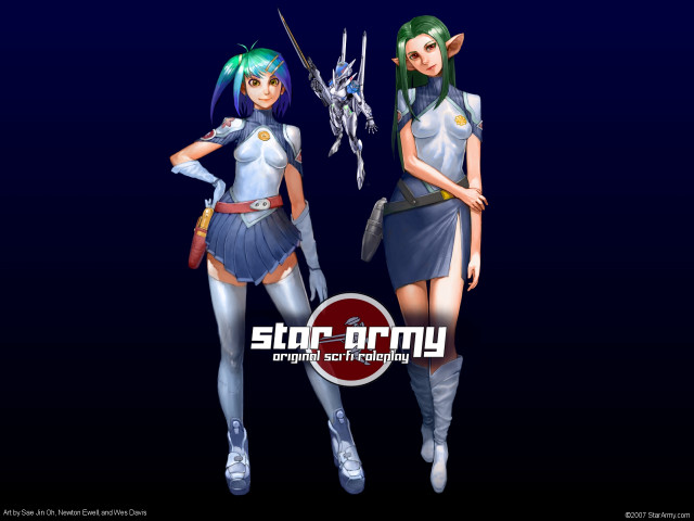 Two anime elf girls sci free wallpaper for desktop - medium preview image