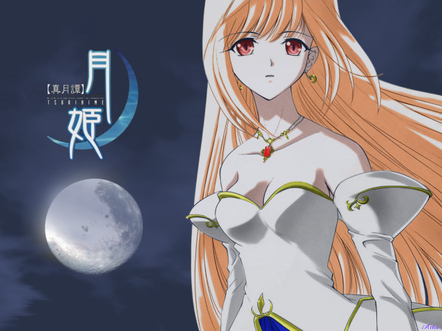 Anime girl moonlight long hair free wallpaper for desktop - medium preview image