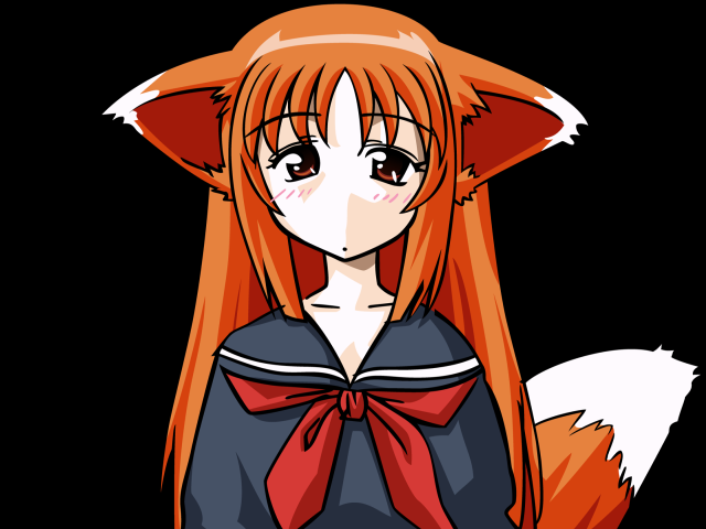 Anime girl red hair fox free wallpaper for desktop - medium preview image