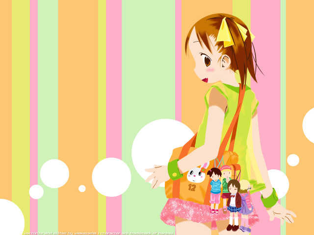 Girl backpack doll stripes bubbles free wallpaper for desktop - medium preview image