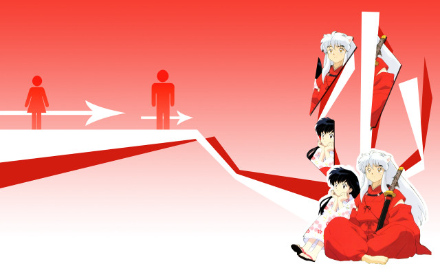 Red kimono sword torii sakata free wallpaper for desktop - medium preview image