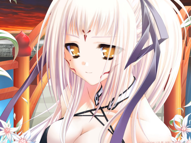 Blonde woman black dress purple free wallpaper for desktop - medium preview image