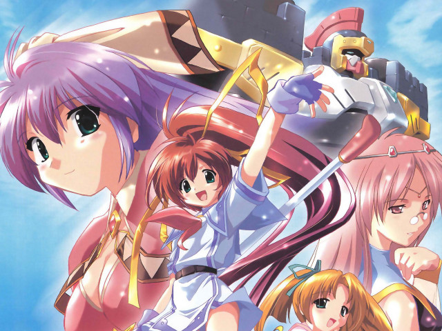 Anime girls castle blue sky free wallpaper for desktop - medium preview image