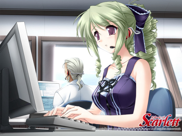 Woman computer yayoi inspired green free wallpaper for desktop - medium preview image