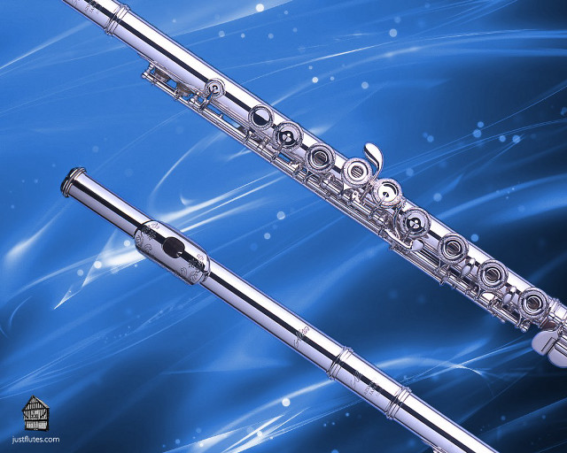 Silver flute blue background wave free wallpaper for desktop - medium preview image