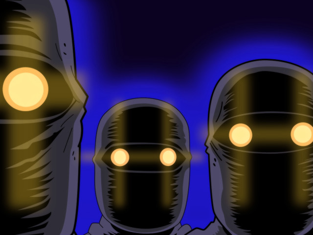 Glowing heads night blue background free wallpaper for desktop - medium preview image