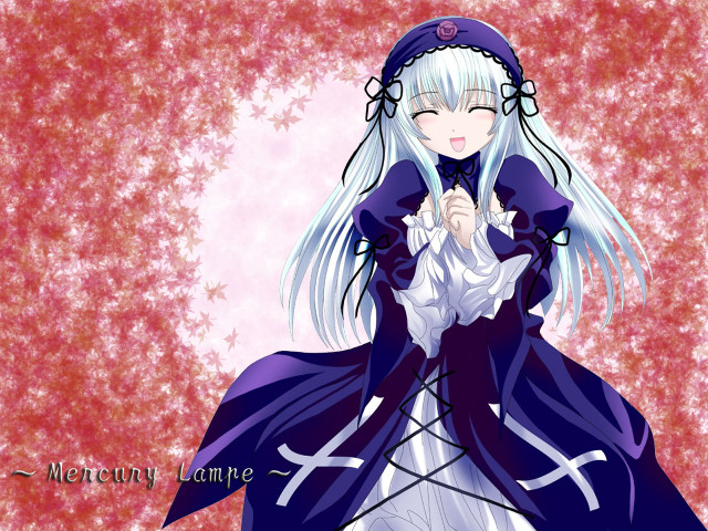 Anime whitehair blueeyes purpledress umbrella free wallpaper for desktop - medium preview image