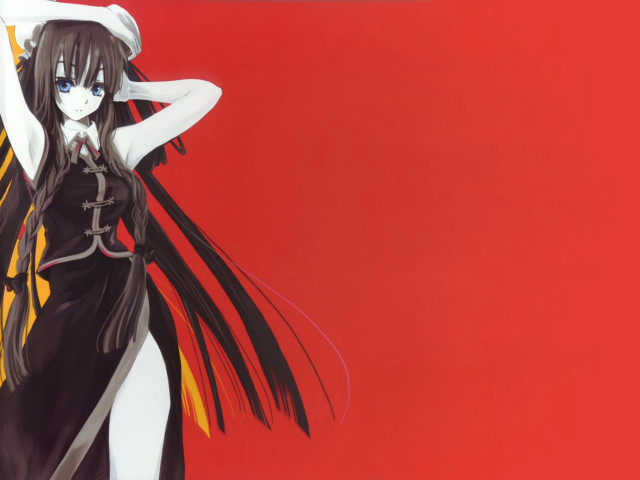 Woman black dress red background #2 free wallpaper for desktop - medium preview image