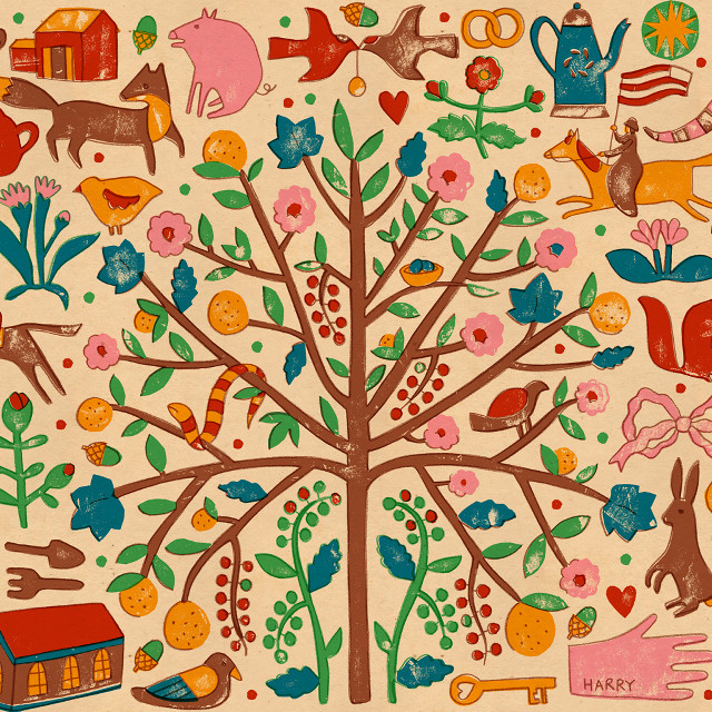 Tree different things house background free wallpaper for tablet - medium preview image