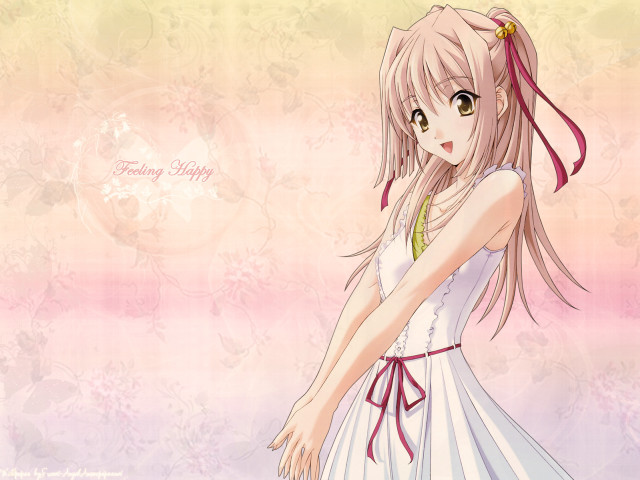 Girl dress pink ribbon anime free wallpaper for desktop - medium preview image
