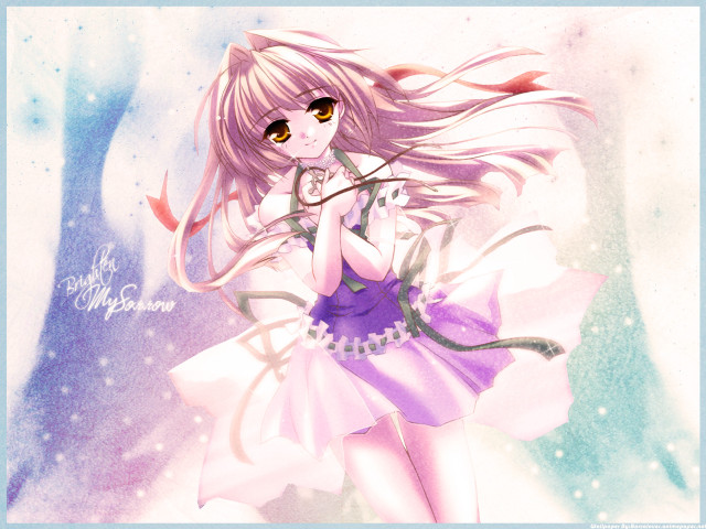 Girl long hair bow purple free wallpaper for desktop - medium preview image