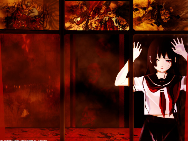 Autumn gothic anime fire leaves free wallpaper for desktop - medium preview image