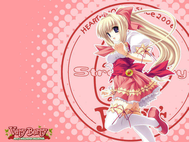 Girl pinkdress redbow anime portrait free wallpaper for desktop - medium preview image