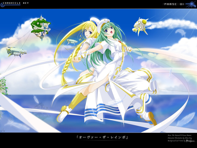 Anime girl flying rainbow sky free wallpaper for desktop - medium preview image