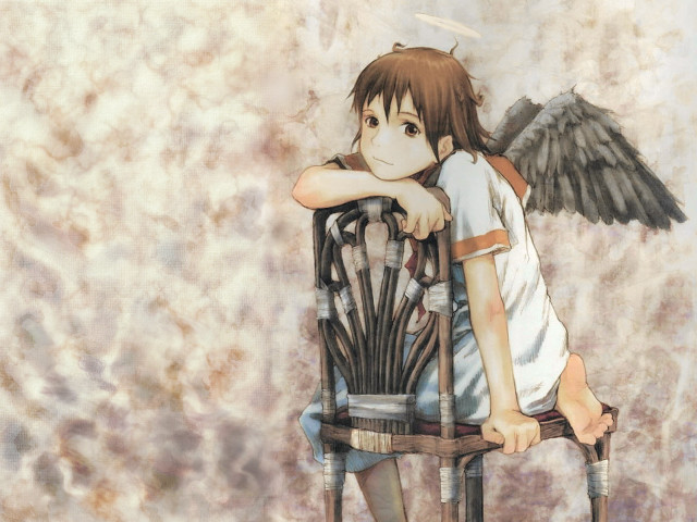 Girl angel bird wings halo free wallpaper for desktop - medium preview image