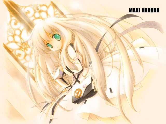 Anime girl white hair green #6 free wallpaper for desktop - medium preview image