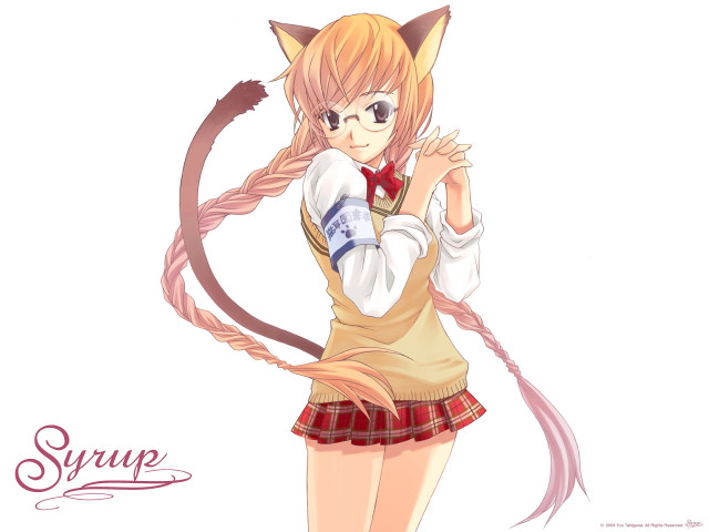 Girl cat ears tail portrait free wallpaper for desktop - medium preview image