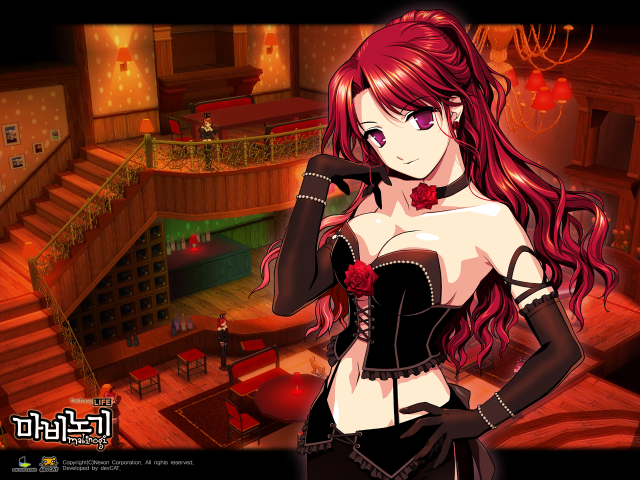 Gothic portrait redhair rose corset free wallpaper for desktop - medium preview image