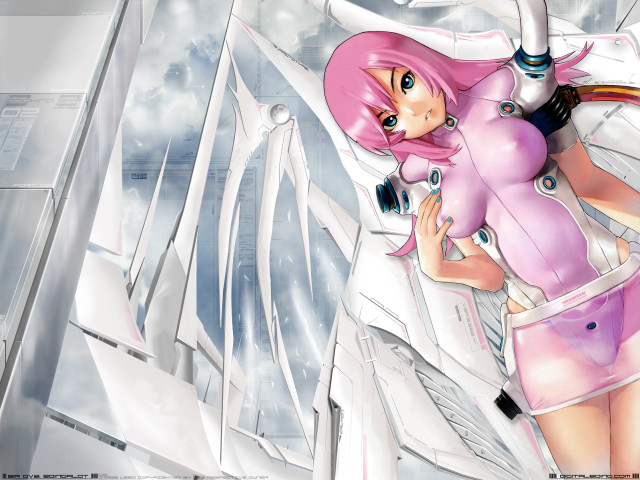 Pink haired girl futuristic space free wallpaper for desktop - medium preview image