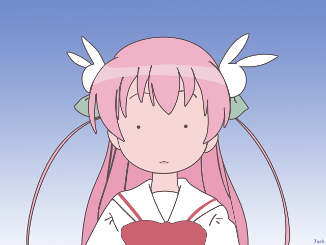 Pink hair girl heart blue free wallpaper for desktop - medium preview image