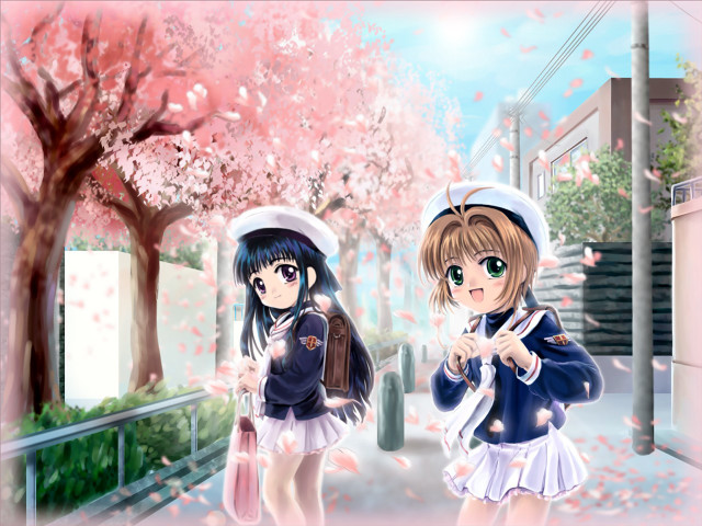 Cherry blossoms anime girls spring free wallpaper for desktop - medium preview image