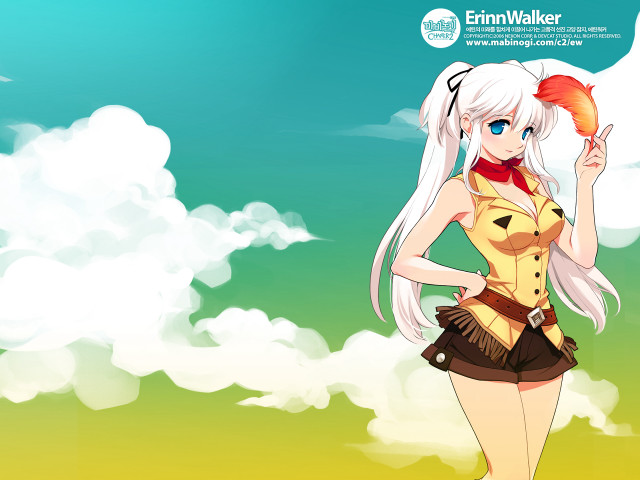 White haired woman red top free wallpaper for desktop - medium preview image