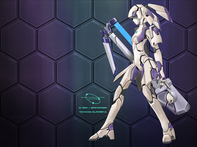 Robot briefcase sword purple background free wallpaper for desktop - medium preview image