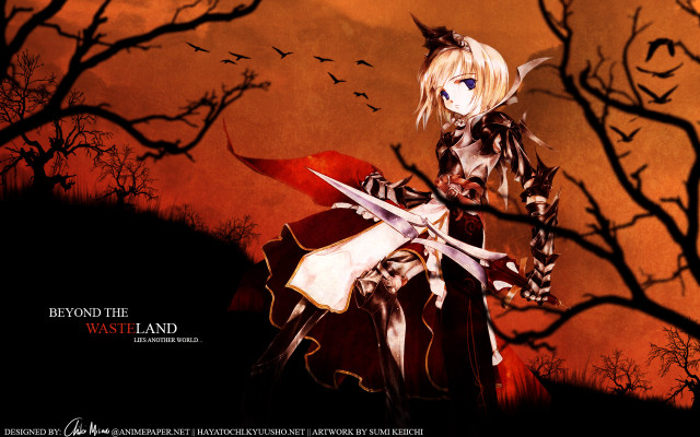 Gothic elysium woman sword bird free wallpaper for desktop - medium preview image