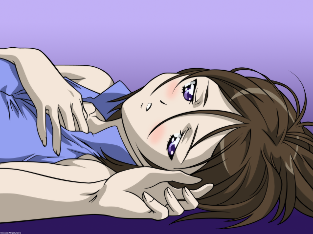 Woman blush blue shirt purple free wallpaper for desktop - medium preview image